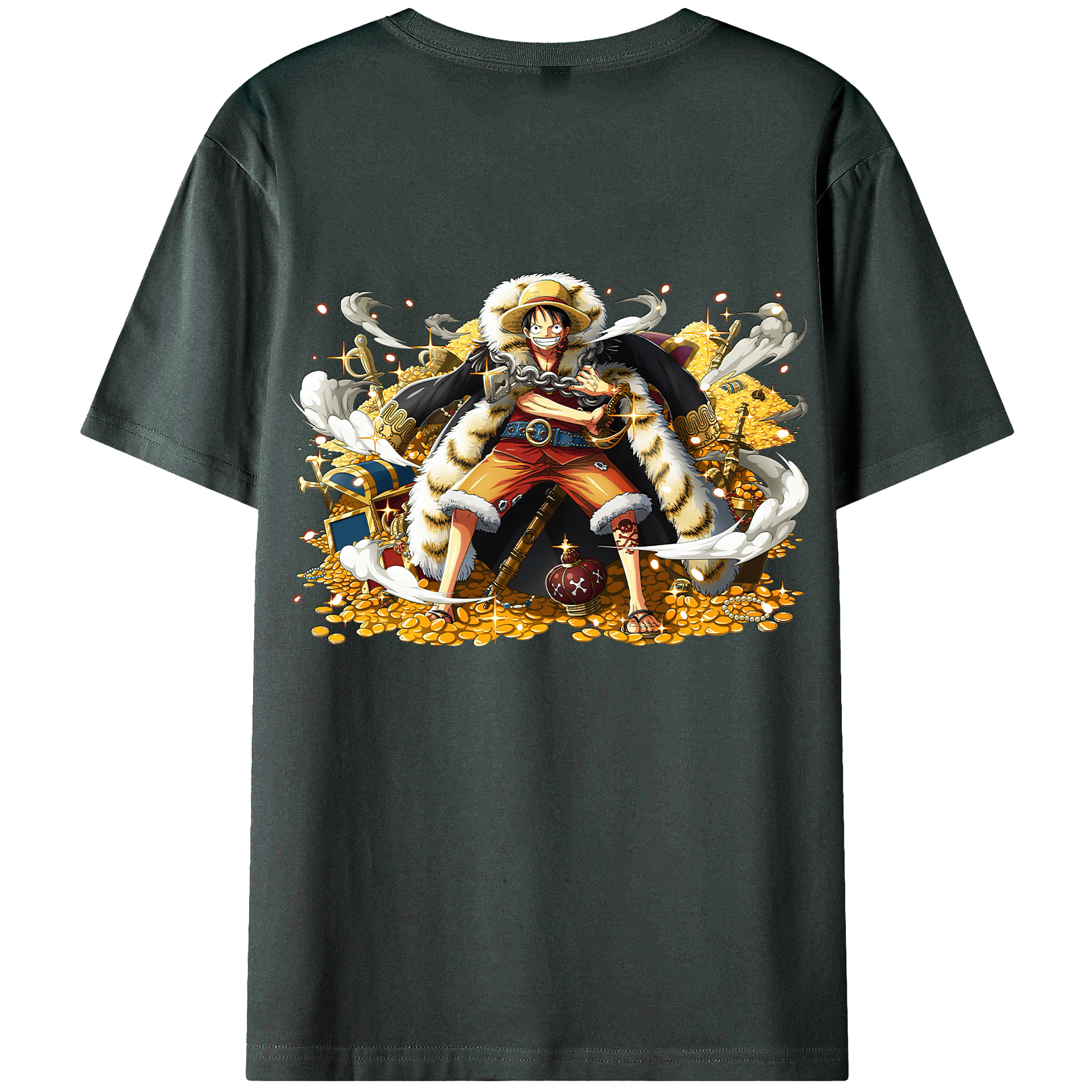 ワンピース モンキー・D・ルフィ ONE PIECE Monkey D. Luffy 綿100％ メンズ半袖Tシャツ（バックプリント） 通気性